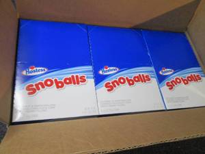 lot 205 image: Case of 3-6pkbx Hostess Snoballs B...