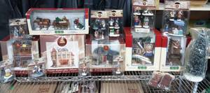 5-Porcelain Lighted Houses With Accessories