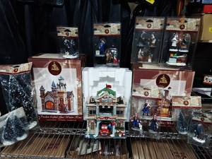 3-Porcelain Lighted Houses, Fire House, Grocery, Church & 11 Accessories