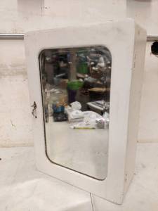 lot 13 image: Vintage Wooden Medicine Cabinet with Mirror-12.5 x 6 x 19.5 Great for Repurposing
