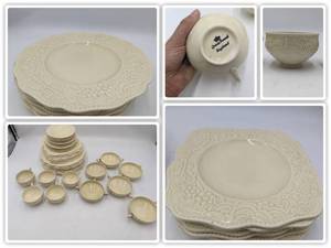 lot 22 image: Rare Vintage 1930s Florentine White by Crown Ducal 43 Piece Set (Valued $600)