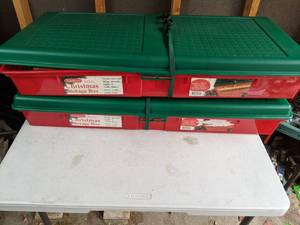 lot 543 image: Lot of Two Christmas Storage Boxes with Loads of Gift Wrapping Supplies