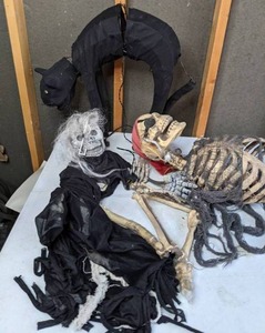lot 585 image: Halloween Decorations Black Cat, Skeleton Pirate, and More 