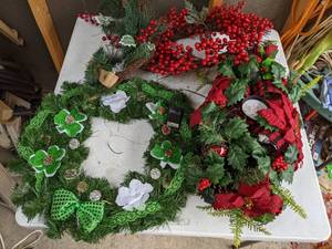 lot 539 image: Set of (2) Holiday Wreaths and More
