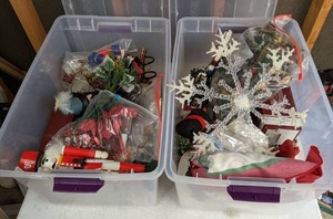 lot 545 image: Christmas Decor Lot Nutcracker, Snowflakes, Village Houses and More