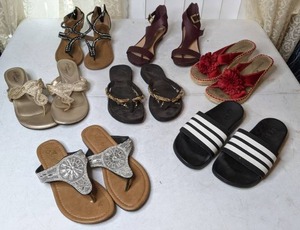 lot 235 image: Lot of 7 Pairs of Womens Sandals Sizes 5 and 7