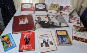 lot 243 image: Lot of BooksMagazines Merriam-Webster Dictionaries, Chicken Soup for the Soul, Life Princess Diana, Elvis Album, Thimble Americana, and More
