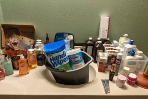 lot 236 image: Bathroom Items Tub and Shower Cleaner, Soap, Shampoo, Hair Dye, Medicines, and More
