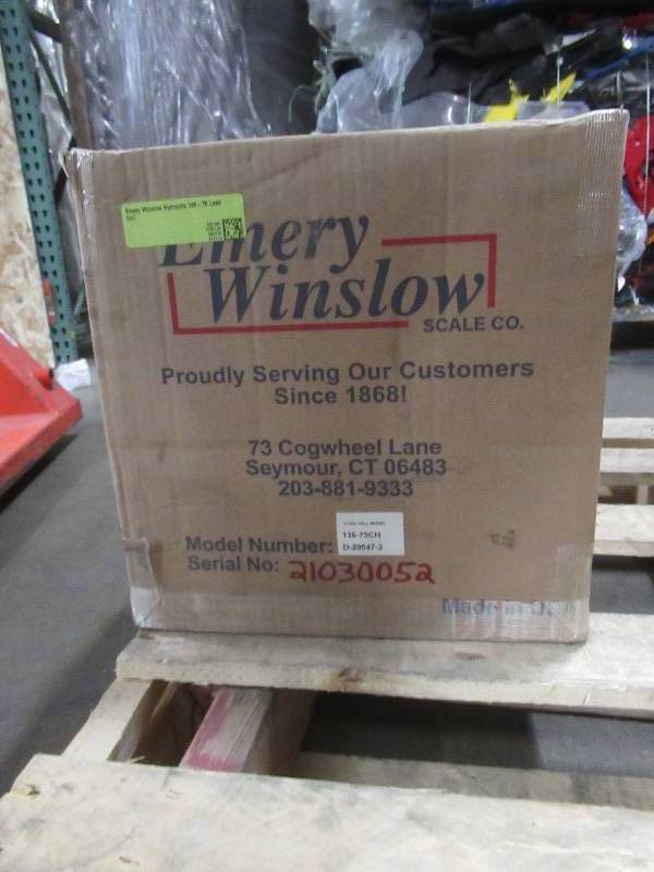 lot 20 image: Emery Winslow Hydraulic 136-75 Load Cell - Missing the top - (Stock Photo Shows Whole Item).