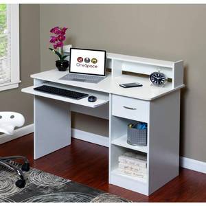 lot 417 image: Essential White Computer Desk Hutch with Pull-Out Keyboard Model 50-LD0101 (maybe missing parts)