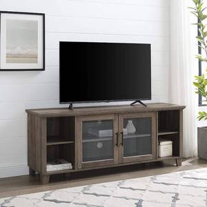 lot 435 image: ROCKPOINT Oxford Modern Double Glass Door 58 TV Console  HX2021-11 (damage to box stand doesnt appear to be damaged)