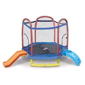 lot 438 image: Little Tikes Climb n Slide 7 Trampoline, with Enclosure (Possible Damaged Or Missing Parts)