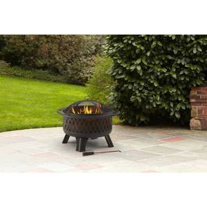 lot 442 image: Hampton Bay Piedmont 30 in. Steel Fire Pit in Black with Cooking Grate OFW992RA