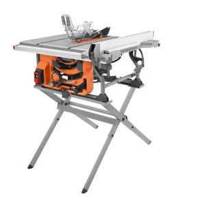 lot 443 image: RIDGID 15 Amp 10 in. Table Saw with Folding Stand - Open Carton Maybe missing parts.