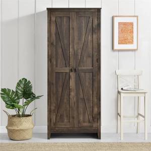 lot 338 image: Systembuild Ameriwood SystemBuild Farmington 31.5 Wide Storage Cabinet, Rustic, 7532096COM - Some Damage On RH Top Front Side Corner.