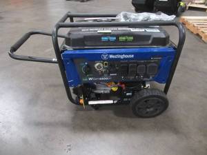 lot 10 image: Westinghouse WGen9500 12,5009,500 Watt Gas Powered Portable Generator with Remote Start and Transfer Switch Outlet - DOES NOT START - BENT FRAME - FOR PARTSRESTORE.