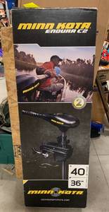 lot 29 image: Brand New Minnkota Endura C2 40lb Thrust Trolling Motor (sold $198 on Ebay)
