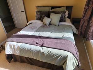 Complete Barely Used Guest Room Bed Set-Queen Sized Bed with Mattress and Linens (Valued $800) Guest Room