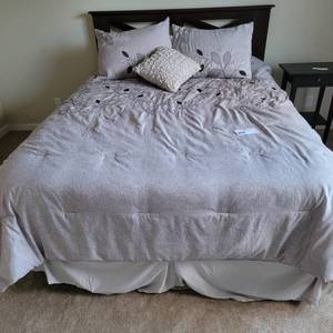 Barely Used Guest Room Furniture Queen Sized Bed with Mattress and Linens (Valued $800)