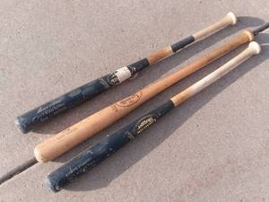 3 Wooden Louisville Slugger Baseball Bats
