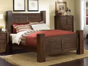 Progressive Furniture  Trestlewood Collection King Size Bed and Mattress with Linens and Pillows (Valued $3000)