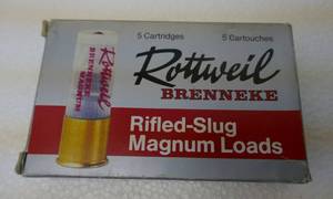 9 Rottweil Brenneke 12 ga 2-34 Rifled Slug Magnum Loads - one full box and one partial