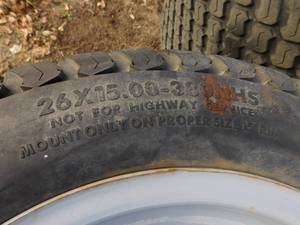 lot 22A image: Genie Litefoot Foam Filled Turf Tires on 9 Hole Steel Rims