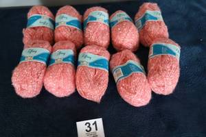 lot 31 image: Ten Skeins Of Tiffany Phentex Watermelon Colored Yarn