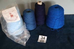 lot 34 image: Mary Lues Yarns--Liberty Plus--(Lt. Blue Yarn--Royal Blue Yarn--Ny Blue Yarn)