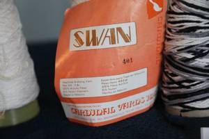lot 40 image: Five Skeins Of Yarn--(White-Swan Brand-Black & White--Etc.)
