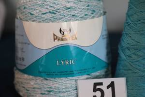 lot 51 image: Three Skeins Of Yarn--(Turquoise Colors Phentex Lyric