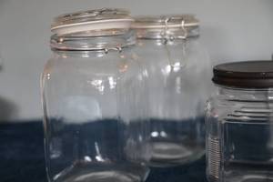 lot 68 image: Six Collective Glass Jars W Lids