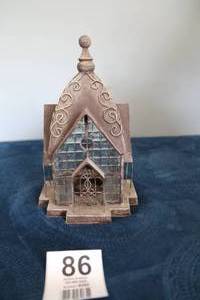 lot 86 image: Cast Cathedral Figure W A Raised Glass Front