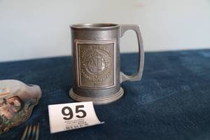 lot 95 image: Sterling Silver Crafted In USA Tray--Three Pieces Silverware-College Of Business Cup