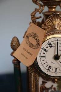 lot 100 image: New Classic Roman Numeral Mantel Clock--Battery Operated--Made In Italy