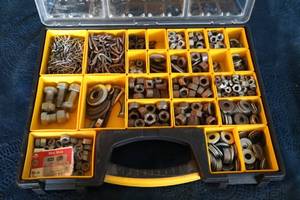 lot 112 image: Stanley Container Filled W Washers-Nuts- Etc.