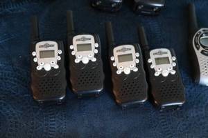 lot 125 image: Two Table Fans--Walkie talkies--Miscellaneous Styles--Midland GXT--Guidesman--Cubin---Phone Chargers