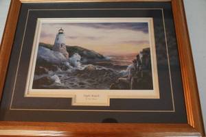 lot 137 image: Framed & Matted Pictures--Light House Night Watch---Angel Rest Stop