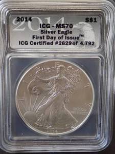 2014 Silver Eagle Dollar First Day of Issue