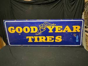 lot 11 image: Original Goodyear Tires single-sided porcelain sign