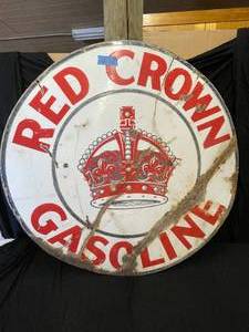 lot 18 image: 42 diameter Red Crown double-sided porcelain sign