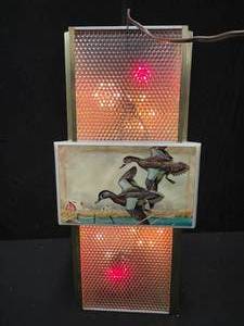 lot 30 image: Grain Belt Beer rotating hanging lamp with three scenes