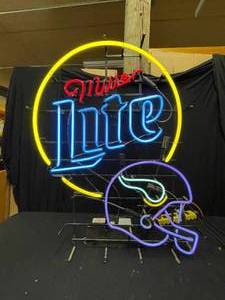 lot 38 image: Lite Beer, MN Vikings neon
