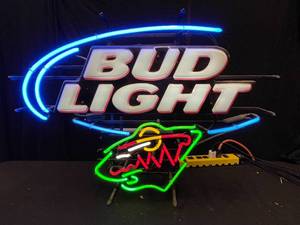 lot 61 image: Bud Light  MN Minnesota Wild hockey neon with beast