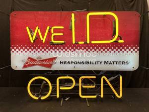 lot 71 image: Bud We I.D  OPEN neon