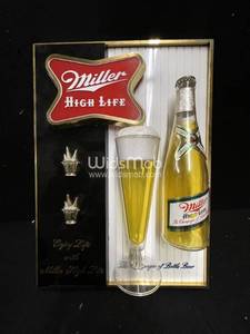 lot 95 image: Miller High Life plastic wall hanger with 3D glass and bottle