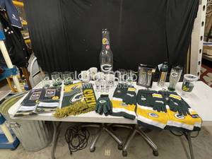 lot 111 image: Amazing box of Green Bay Packers Officially Licensed fan items