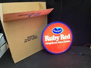 lot 134 image: Ocean Spray Ruby Red Grapefruit drinks, fluorescent light up sign