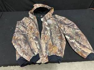 lot 142 image: Wild Turkey Bourbon Whisky  Carhartt Made in the USA, 2XL camo jacket