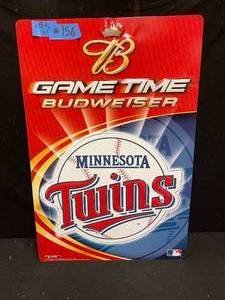 lot 156 image: Bud Budweiser Game Time MN Twins baseball tin tacker